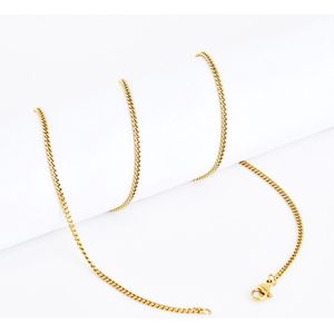 ABkettinkjes - Ketting - Gouden ketting - Gouden kettinkje - Schakelkettinkje - Klassiek - Goud - Gold plated - Verguld - 18K - 50-55cm