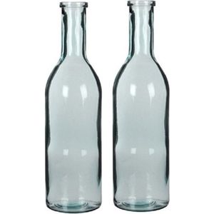2x Glazen fles / bloemenvaas transparant 50 x 15 cm - Sierflessen - woondecoratie / woonaccessoires