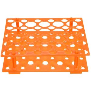 Tube Rack - PP polypropyleen testbuishouder - ideaal voor 0,5 ml - 1,5 ml - 1,8 ml - 10 ml - 15 ml - 50 ml laboratoriumbuisjes - oranje - 50 vakken