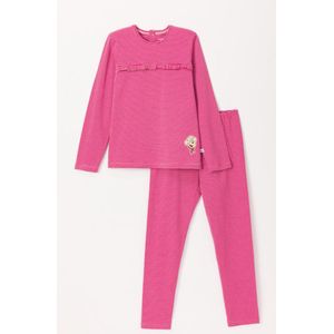 Woody pyjama meisjes/dames - roze gestreept - labradoodle - 242-10-PZG-Z/908 - maat 92