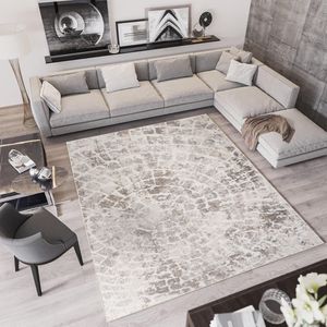 Tapiso Troya Vloerkleed Woonkamer Slaapkamer Creme Bos Hout Patroon Design Eyecatcher Interieur Stijlvol Woonsfeer Modern Trendy Duurzaam Hoogwaardig Tapijt Maat - 140x200