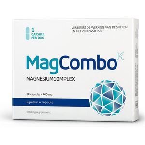 MagCombo - Geconcentreerd Magnesium - Olieformule - Verrijkt met Vitamines B2 B6 B12 en C - 1 Capsule per Dag - Laboratorium Getest