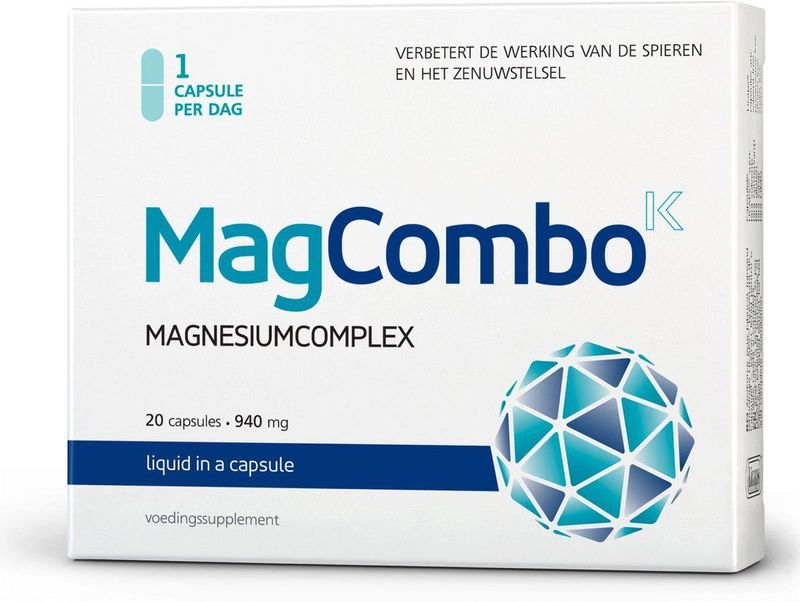 MagCombo - Geconcentreerd Magnesium - Olieformule - Verrijkt met Vitamines B2 B6 B12 en C - 1 Capsule per Dag - Laboratorium Getest