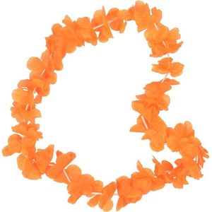 Hawaii slinger oranje bloemenkrans - Oranje accessoires oranje versiering - EK voetbal / Koningsdag - 92 cm