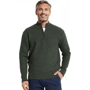 Trui met hoge hals en ritssluiting van gevlekte gebreide wol