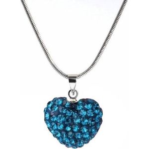 Fako Bijoux® - Ketting - Disco Dots - Hart - Helblauw
