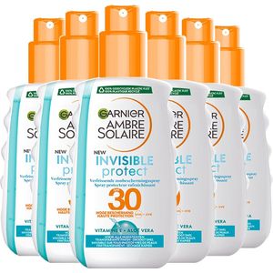 Garnier Ambre Solaire Invisible Protect Refresh Transparante Bronze Zonnebrandspray SPF 30 - 6 x 200 ml - Voordeelverpakking