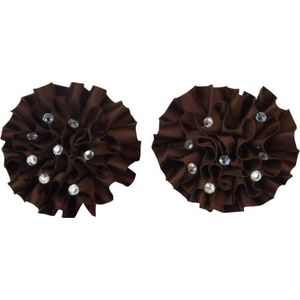 Jessidress Feestelijke Dames Haarclip met steentjes Haar Baretten Bloemen - Bruin