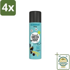 Marcel's Green Soap - Deodorant Spray - Mimosa & Blackcurrant - Langdurige frisheid - 150 ml - Voordeelverpakking - 4 stuks - Aluminiumvrije deodorant - Vegan deodorant