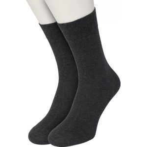 Bonnie Doon Basic Sokken Dames Zwart maat 36/42 - 2 paar - Gemeleerd - Basis Katoenen Sok - Gladde Naden - Brede Boord - Uitstekend Draagcomfort - Perfecte Pasvorm - 2-pack - Multipack - Effen - Black Heather - OL834222.104