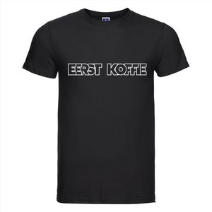 Eerst Kofffie T-shirt - 100% Katoen - Maat XS - Classic Fit - Zwart