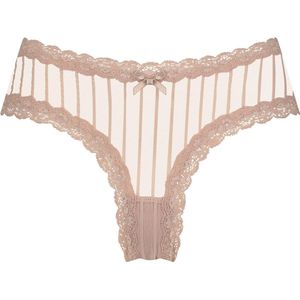 Hunkemöller Dames Lingerie Brazilian V-shape Mesh - Beige - maat L