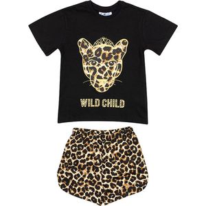 Fun2wear - kinder - meisjes - shortama - Wild Child - Zwart - maat 158/164