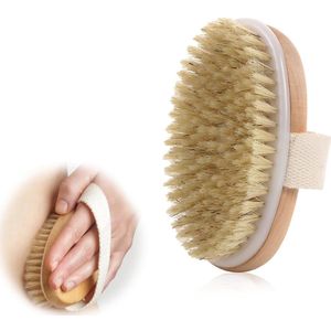 Brush, Exfoliating Brush, Body Exfoliating Brush, Dry Body Brush, Natural Anti-Cellulite Bristle for Boar Peel, Peeling and Massage, Can Produce Rich Foam, Oval
