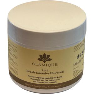 Glamique 3-in-1 Repair Intensive Hairmask – Haarmasker voor Droog, Dik & Beschadigd Haar – Conditioner & Leave-in – Met Hairplex – Zonder Parabenen – 500ml