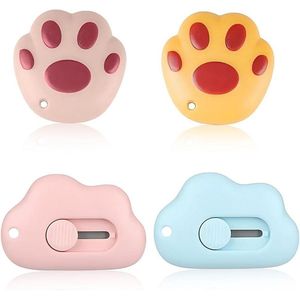 4 stuks mini-messensnijder - draagbaar multifunctioneel mes - intrekbare cutter - professionele snijder voor karton papieren dozen. .
