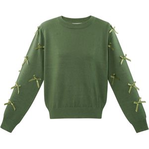 Bow whisper trui - top met strikjes - nieuwe collectie - herfst/winter - dames - groen - maat L/XL