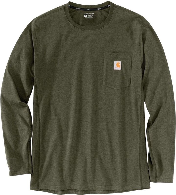 Carhartt - Longsleeve Force Flex Pocket T-Shirt - Basil Heather - Katoen