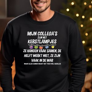 Uniseks kersttrui: Mijn collega's zijn net kerstlampjes- Zwart Maat S- Foute kersttrui. Sweater