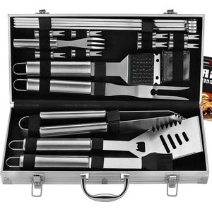 Perfect BBQ Gereedschap Set Voor Mannen Vader - 20 Stuks Roestvrij Staal Barbecuegerei-Sets