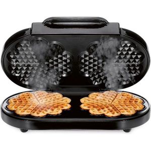 SILVERCREST® KITCHEN TOOLS Dubbel wafelijzer 1200W - Afmeting wafel: ca. Ø16,5 cm - Kabellengte: ca. 1 m - 2 hartwafels in één bakproces - Hoogwaardige antiaanbaklaag - Kabelopberging aan de onderkant van het apparaat