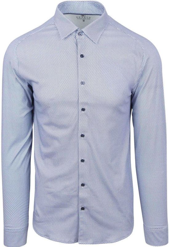 Desoto Overhemd Print Blauw - Maat M - Heren - Overhemden Casual