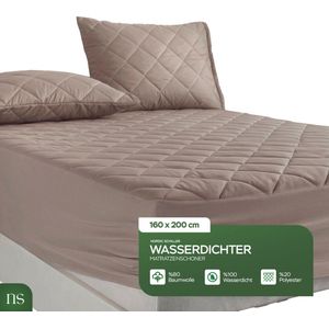 Nordic Schiller 160X200+35 Microvezel gewatteerde matrasbeschermer, vochtbestendig, wit matrasbeschermer, matrastopper,hoeslaken, Beige