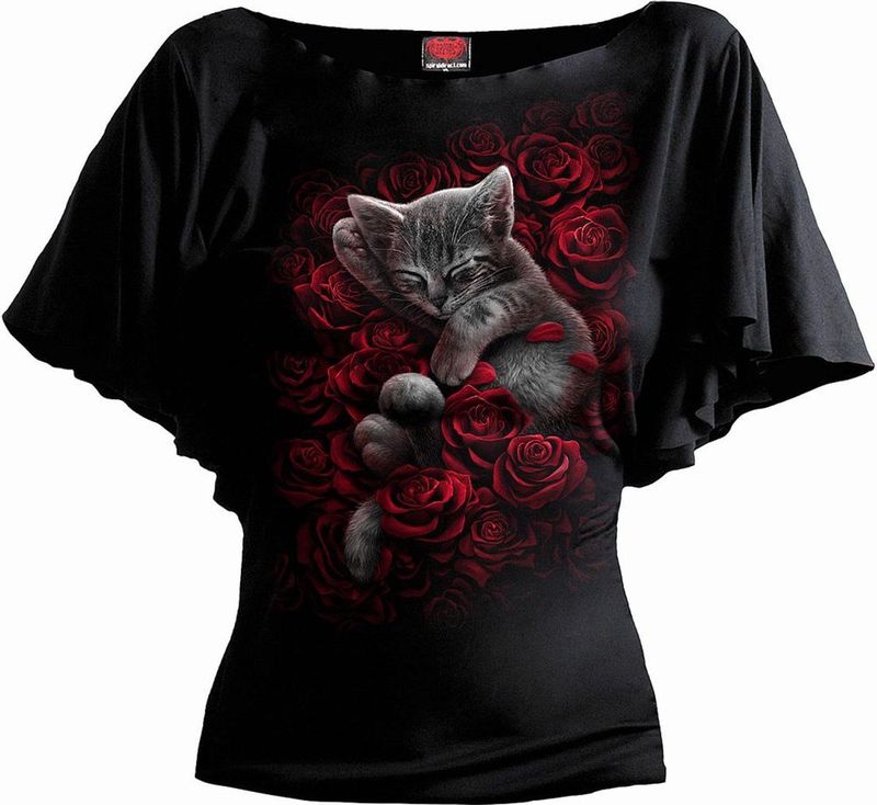 Spiral - Bed of Roses - T-shirt - Zwart - Dames - Slim Fit