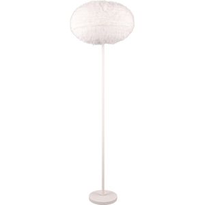LED Vloerlamp - Torna Fluffy - E27 Fitting - Rond - Taupe - Synthetisch Pluche