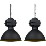QAZQA sicko - Industriele Hanglamp - 2 stuks - H 1500 mm - Zwart - Industrieel - Woonkamer | Slaapkamer | Keuken