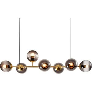 Design hanglamp goud met smoke glas - Sette