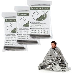 Thermische Nooddeken, slaapzak \ Premium Reddingsdeke | Survival Whistle Ultralight Cold Protection / Noodslaapzakken - emergency foil blanket, emergency sleeping bag - set of 3 -137 x 213 cm