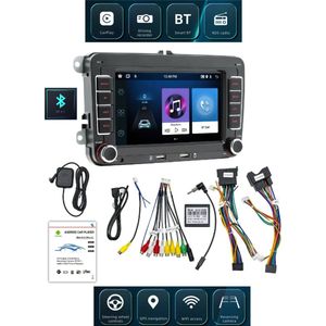 Huiselijk Geluk 2G + 64G VW Caraudio voor Volkswagen, Seat, Golf, Passat, Jetta - 7in Touchscreen Radio met Carplay, Android Auto, GPS, BT, WiFi, FM - 2DIN Autoradio met Achteruitrijcamera