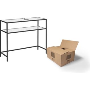 Pochon - Open Dressoir Vogue - Zwart - 30x90x80 - Boekenkast - Ladderkast - Vakkenkast - Kast - Opbergkast