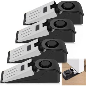 Set van 4 deurstoppers alarm 120 dB - Luide draagbare wig ingangsalarm deurstopper met antislip rubber - Voor diefstalbeveiliging en veiligheid van woonhuizen