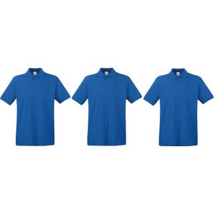 3-Pack blauw polo shirt premium van katoen voor heren - Polo t-shirts voor heren