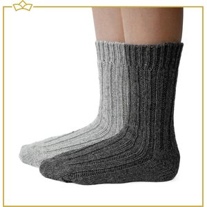 ATTREZZO® Sokken - Alpaca wol - 2 paar - maat 35-38 - Wol - Grijs