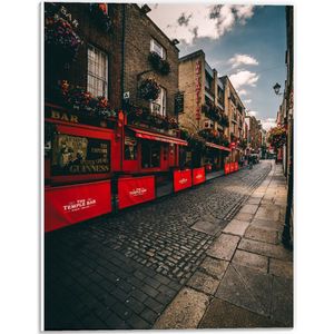 Forex - Rode Terrassen in Stad - 30x40cm Foto op Forex