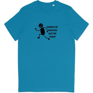 T Shirt Dames Heren - Hardlopers - Quote Grappig - Joggers - Blauw - Maat XS