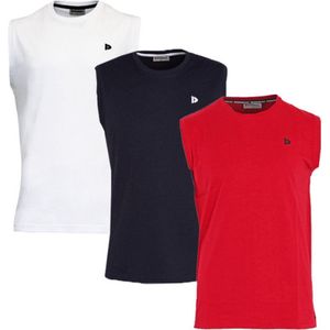 Donnay T-shirt zonder mouw - 3 Pack - Tanktop - Sportshirt - Heren - Maat XXL - Wit/Navy/Berry red (419)