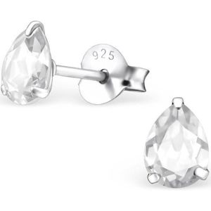 Aramat jewels ® - Kinder oorbellen druppel zirkonia transparant 925 zilver 4mm x 6mm