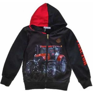 Kinder vest rode tractor trekker kleur zwart maat 92 sweatvest full color print Zeer mooi!