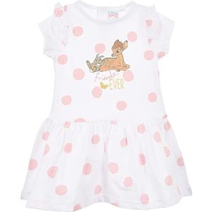 Disney Bambi - baby- - jurk voor meisjes - kraamcadeau - jurk met druksluiting, korte mouwen, bamboe design - wit - bamboe design - 9-12 Maanden