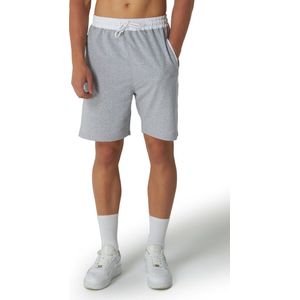 Smith & Solo korte broek heren - comfortabele shorts heren - katoen sweat short - grijs wit