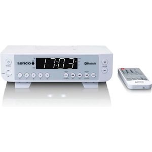 Keukenradio - Onderbouwradio met Bluetooth en PLL FM-ontvanger - LED verlichting - 5 geheugenplaatsen - Klok met Timer - Afstandsbediening - Wit