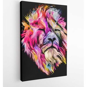 Animal Paint series. Lion's portrait in colorful paint on subject of imagination, creativity and abstract art. - Modern Art Canvas - Vertical - 1714135936 - 80*60 Vertical