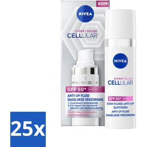25 x Nivea - Cellular - Expert Filler SPF50+ Serum - Met Hyaluronzuur en SPF - 30 ml - Anti-aging Serum - SPF50+ Serum - Hyaluronzuur Serum - Zonbescherming Serum - Huidverjonging