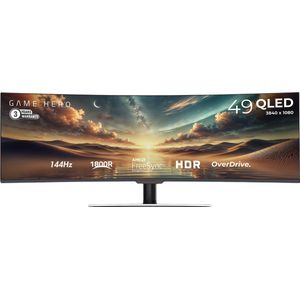 GAME HERO® 49 inch UltraWide Double Full HD QLED VA Monitor - 144Hz