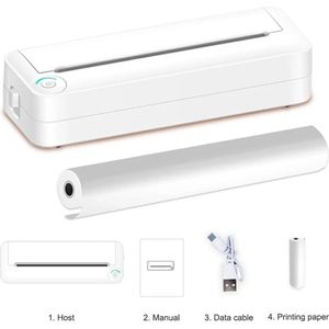 Compacte Printer - Mini Thermische Printer - Draadloze printer voor Mobiele Telefoon - Bluetooth - A4
