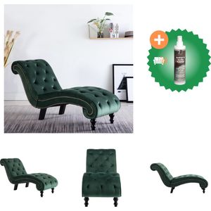 vidaXL Chaise longue fluweel groen - Chaise longue - Inclusief Reiniger
